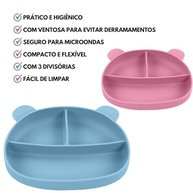 Prato de Silicone para Bebês com Ventosa e 3 Divisórias - Rosa | Seguro, Higiênico e Durável - imagem 4