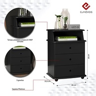 Mesa de Cabeceira de Luxo com 3 Gavetas em Preto Premium - Design Moderno e Funcional - imagem 4