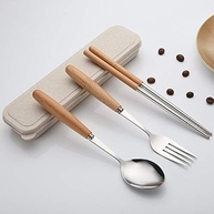 Conjunto de Utensílios Portáteis em Aço Inoxidável 3 Peças - Estilo Japonês e Coreano - imagem 1