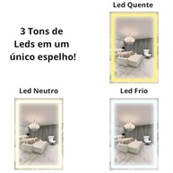 Espelho Retangular com LED - 3 Tons de Luz, Design Moderno Jateado 40x60cm - imagem 3