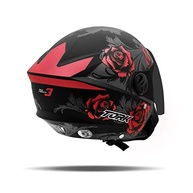 Capacete Aberto New Liberty 3 Flowers Vermelho Fosco - Estilo e Segurança para Você! - imagem 5