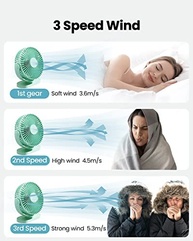 Ventilador de Mesa USB Gaiatop 5,5" Silencioso 3 Velocidades Verde - imagem 5
