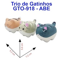 Kit 3 Gatinhos Decorativos em Porcelana - Gato da Sorte e Boa Fortuna | Trio Charmoso para Decoração - imagem 3