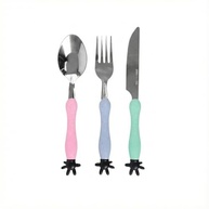 Kit Infantil de Talheres em Aço Inox com Cabo Ergonômico e Estojo Decorativo - 3 Peças - imagem 2