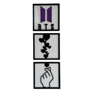 Kit Quadros BTS - Decore com Estilo K-pop | 3 Molduras Modernas 20x20cm - imagem 1
