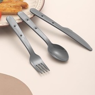 Conjunto de Talheres em Plástico Lavável - 3 Servings | Cinza Moderno - imagem 4