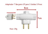 Kit 3 Adaptadores de Tomada Universal T 3 Entradas 2 Pinos 10A - Mais Conexões! - imagem 2