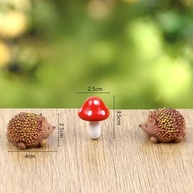 Conjunto de 3 Peças de Enfeites de Jardim em Miniatura - Fadas, Ouriço e Cogumelo para Vasos e Decoração DIY - imagem 3