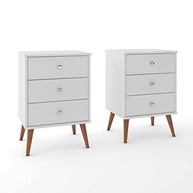 Conjunto de 2 Mesas de Cabeceira Mix com 3 Gavetas – Design Moderno em Branco - imagem 2