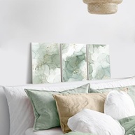 Conjunto de Arte de Parede Verde Sálvia Moderna - 3 Quadros Abstratos em Moldura para Sala de Estar, Quarto e Decoração Boho - imagem 5