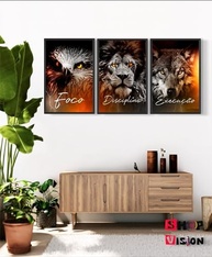 Kit 3 Quadros Decorativos Motivacionais - Foco, Disciplina e Execução | Design Moderno para Sala e Quarto - imagem 3
