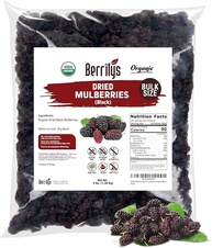 Berrilys Amoras Secas, Pretas, Orgânicas, 3 Lb, Amoras Secas, Não Transgênicas, Sem Enxofre, Cruas, Lanches Saudáveis, Ótimo Ingrediente para Fins de Panificação, Vegano, Natural - imagem 1