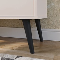 Aparador Balcão Buffet 3 Portas com Prateleira e Puxadores Concha - Design Off White e Cinamomo - imagem 5