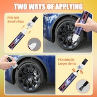 Tinta de Retoque para Aros de Rodas Tesla Model 3 - Cor Prata Nova, Kit de Reparo de Arranhões com Pincel e Caneta - imagem 3