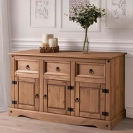 Balcão Buffet de Madeira Maciça com 3 Portas e 3 Gavetas Marrom Antique - 125cm Largura - Pense Dentro da Caixa - imagem 1