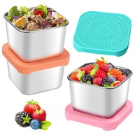 Conjunto de 3 Recipientes de Aço Inoxidável com Tampa de Silicone - 170g | Armazenamento à Prova de Vazamento e Empilhável - imagem 1