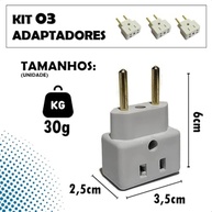KIT 3 Adaptadores de Tomada Universal Premium em Porcelana 10A/20A Bivolt - imagem 2