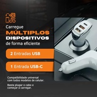 Carregador Veicular Turbo 38W 3 Portas USB-C/Lightning - Carga Rápida PD/QC 3A para iPhone 15/16 e Androids - Homologado ANATEL - imagem 5
