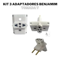 Adaptador Tomada T Benjamim 3 Pinos Bivolt 10/20A Branco - Kit com 3 Unidades - imagem 3