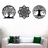 Kit 3 Mandalas Decorativas 30x30cm em MDF Vazado - Estilo Moderno Preto - imagem 2