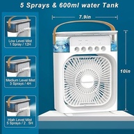 Ventilador Portátil 3 em 1 com Umidificador e Climatizador Rosa - 600ml, 3 Velocidades - imagem 3