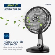 Ventilador de Mesa Mondial 30cm 6 Pás Turbo VT-30-NB 220V - Potência e Silêncio - imagem 4