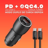 Carregador Veicular Turbo 60W Duas Portas USB-C e USB 3.0 | Carregamento Ultra Rápido Automotivo - imagem 5