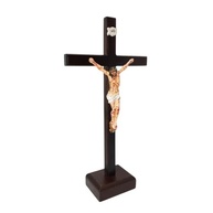 Crucifixo de Mesa em Madeira com Cristo em Resina Realista - 30 cm - imagem 5