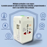 Adaptador de Tomada Universal EzLife®: Carregue Tudo em Mais de 150 Países (USB-C PD, USB 3.0, Bivolt) - imagem 4