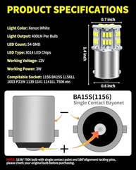 AUXLIGHT Lâmpadas LED 1156 Super Brilhantes 300% - Iluminação Xenon para Carros e Caminhões - imagem 3