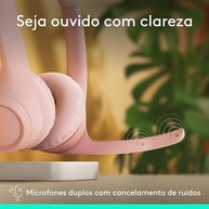 Headset Sem Fio Logitech Zone 300 Com Microfone Flip-to-Mute com Cancelamento de Ruído, Conexão Bluetooth, Bateria Recarregável via USB-C e Almofadas Confortáveis - Grafite - imagem 2