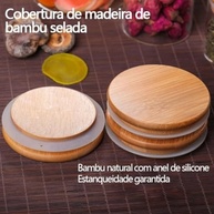 Kit 6 Potes Herméticos 300ml em Vidro com Tampa de Bambu - Armazenamento Premium para Temperos e Alimentos Secos - imagem 5