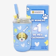 Copo Neo com Canudo 300ML Amo Dogs Azul – Aço Inox, Canudo e Tampa de Pressão para Pet Lovers - imagem 3