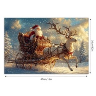 Papai Noel em Trenó Dourado - Arte de Parede Vintage 30,5x45,7cm para Decoração Natalina - imagem 3