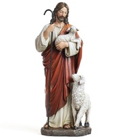 Estátua Católica do Bom Pastor - 30cm - Escultura Renascentista Pintada à Mão - Decoração e Presente Religioso - imagem 2