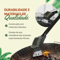 Escova de Aço com Raspador para Grelha de Churrasco 30cm - Limpeza Profunda e Fácil - imagem 5