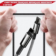 Cabo iPhone Turbo 30W Ultra Rápido 2m Nylon Trançado Tipo C AGold Premium - imagem 5