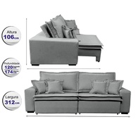 Sofá Cama Retrátil Linho: Conforto Premium 3,12m - imagem 2
