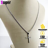 Kit Colar e Pulseira Cruz Prata e Dourado - Aço 316L - imagem 1