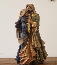 Imagem Sagrada Família em Gesso Premium 31x18cm - Artesanal Feita à Mão - imagem 1
