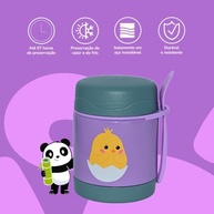 Pote Térmico Infantil 320ml Aço Inox com Garfo Bamboo - Seguro, Atóxico e Versátil - imagem 3