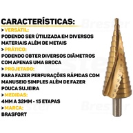 Broca Escalonada Brasfort: Perfure de 4mm a 32mm! - imagem 2