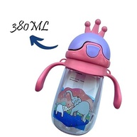 Garrafa com Alça Infantil 350ml Elefante - Canudo com Botão e Cordão para Pendurar - imagem 4