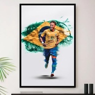 Quadro Neymar Jr Arte Brasil Futebol Decorativo A3 35x45cm - Moldura Premium com Impressão em Alta Definição - imagem 2