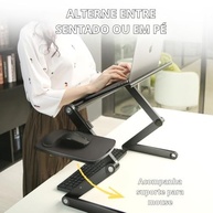 Mesa Notebook Ajustável com Ventilador Duplo e Articulação 360° em Alumínio - imagem 4