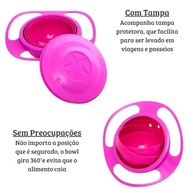 Tigela Giratória 360° Infantil com Tampa Protetora - Rosa Pink - imagem 5