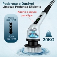 Esfregão Elétrico 9 Em 1 Mop Sem Fio com Rotação 360° - Escova de Limpeza Multiuso Recarregável - imagem 5