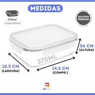 KIT 10 Potes de Vidro Retangular com Tampa Hermética 370ml - Armazenamento Elegante e Seguro - imagem 4