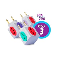 KIT 3 Adaptadores Benjamim Cubo 3D Premium: Mais Tomadas e Segurança para Sua Casa! - imagem 3