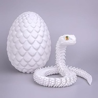 Serpente Branca Luminosa em 3D - Cobra Articulada com Ovo Decorativo para Escritório e Casa - imagem 4